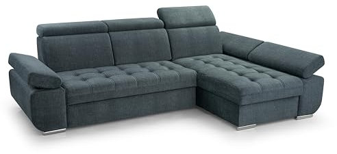 FurniShop24 Ecksofa mit Schlaffunktion und Bettkasten - Eckcouch L-Form mit Bewegliche Kopfstützen, Klappsofa - Schlafcouch zum Wohnzimmer, Modern Design Schlafsofa Bianco: Pacific, Ecksofa Rechts