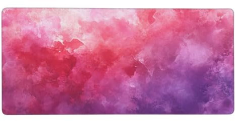 Pink Large Mouse Mat, Cloud XXL Mouse Pad 40x20 inch Stitched Edges, Gaming Mouse Pad with Anti-Slip Rubber Base, Soft Smooth Surface to Improve Precision and Speed for PC, Laptop in office work-LG924