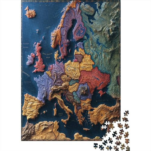 Map of Europe Jigsaw Puzzles for Adults 1000 Piece Jigsaw Puzzles for Adults Home Puzzles for Adults Kids Educational Games Home Decoration Jigsaw Puzzle 1000pcs (75x50cm)