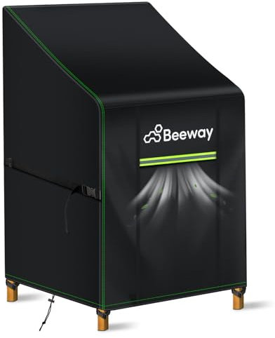 BEEEWAY Garden Stacking Chair Cover Waterproof with Air Vent, Outdoor Patio Stackable Chairs Cover - 420D Oxford Fabric, Anti-UV , Windproof - 75 x 65 x 120/80cm