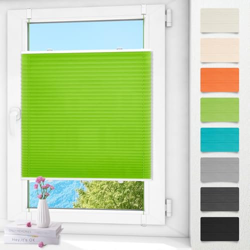 Plissee ohne Bohren klemmfix Grün 90x120cm Plisseerollo mit Klemmträger Blickdicht easyfix Jalousie Rollo für Fenster und Tür
