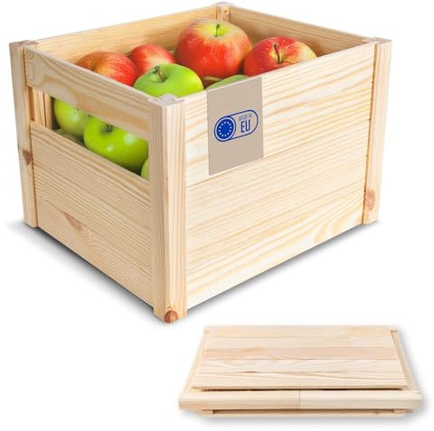 Creative Deco Faltbare Holzkiste Klappkiste | 34,5 x 29,5 x 23,5 cm | Einfache Montage ohne Werkzeug | Aufbewahrungsbox Obstkiste, Gemüse | Holzbox, Geschenkbox, Spielzeugkiste, Deko Klappbox