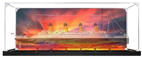 Acryl-Vitrine für Lego 10294 Titanic-Modell, 3 mm staubdichte Schaukasten, Vitrine kompatibel mit Lego 10294 (Modell nicht im Lieferumfang enthalten) (Hintergrund Build B)