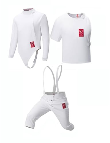 SATRJT Tuta da Scherma 3 Pezzi Allenamento per Tessuto Resistente alle Coltellate 350N Adulti Bambini(White(Right),40#)