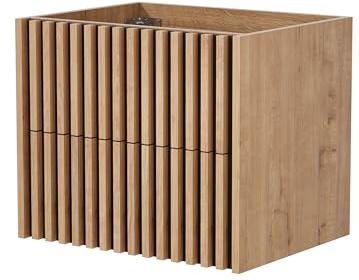 UEV Waschtischunterschrank mit Schubladen Lamellen Badezimmerschrank 60x45x50cm Natur