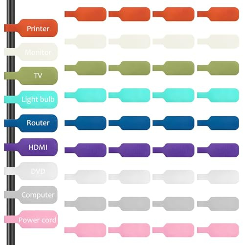 iwontalersy 36 Etichette per Cavi Riutilizzabili,Etichette per Cavi di Grandi Dimensioni,per Organizzare i Cavi e Distinguerli