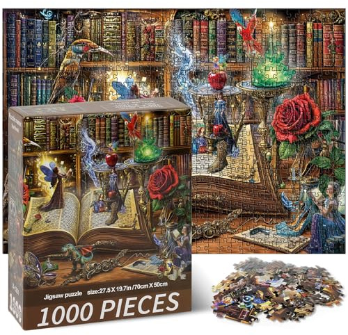 Vicloon Puzzle 1000 Teile, Zauberbuch Themen, Puzzlespiele für Die Ganze Familie, Geschenke für Erwachsene und Kinder
