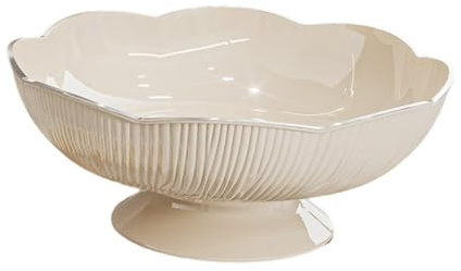 Folpus Portafrutta Alzatina per Frutta Ciotola Da Portata Coppa Biscotti Organizzatore Cucina Design Creativo Lussuoso per Servire Adatto per Tavolo Da, Bianco Crema