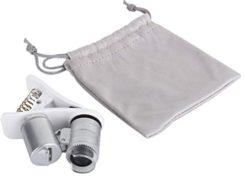 Outdoorm Lupa 60X Lente para teléfono móvil Cámara LED Microscopio Lupa con Clip para