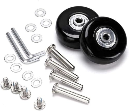 Ersatz Rollen für Koffer Gummi Rollen Räder Ersatz Wheels Rad für Trolley Samsonite Hartschalenkoffer Rollen mit 2 paar Größe kugellager Ersatzteile (90 * 6 * 24mm Achsenlänge: 35mm 40mm)