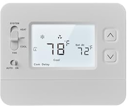 Termostato no programable para el hogar, funciona con pilas, inalámbrico, no requiere Wi-Fi, no requiere aplicación, 1 bomba de calor, 1 bomba de calor y frío, compatible con 24 V, precisión de ± 1 °C