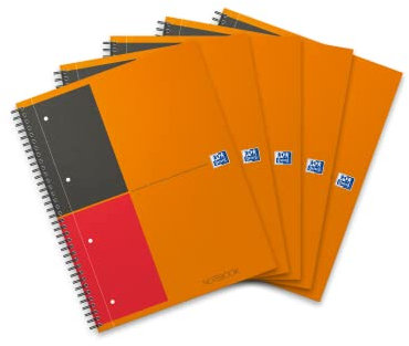 Oxford Notebook International A4, liniert, 160 Seiten, stabiler Kartondeckel, 5 Stück
