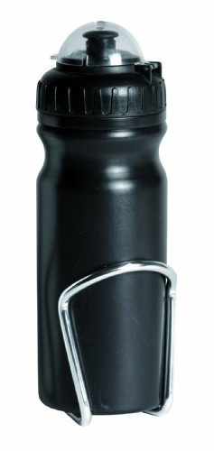 Raleigh - AWB307 - Wide Neck 680ml Water Bottle in Black with Alloy Bicycle Bottle Cage in Silver