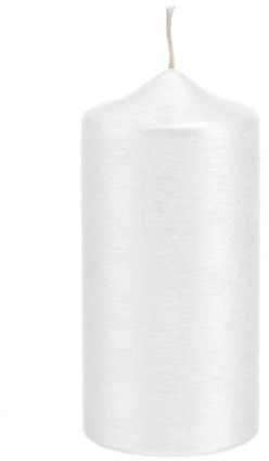 Stumpenkerzen Weiß Perlmutt geriffelt, 15 x 6 cm, 4 Stück