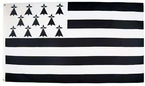 AZ FLAG - Drapeau Bretagne - 90x60 cm - Drapeau Breton - France 100% Polyester Avec Oeillets Métalliques Intégrés - Pavillon 50 g