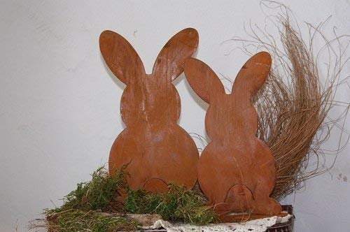 Rostikal Osterhasen 2er Set Osterdeko 25 cm und 30 cm hoch Rost Deko für Garten Deko Frühling