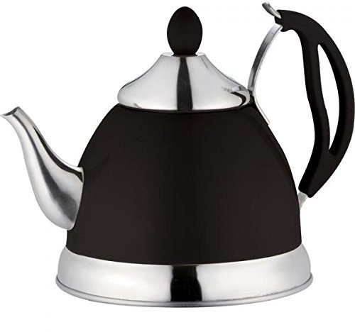 Stainless Steel 1.5Lt Tea Serving Pot Teapot (Black)