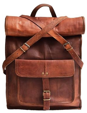 Jaald 58 Cm Sac À Dos D’Épauleen Cuir Pour Ordinateur Imperméabe Rucksack Daypack Voyage Cabine Grand Cadeau Homme Et Femme Leather Laptop Backpack