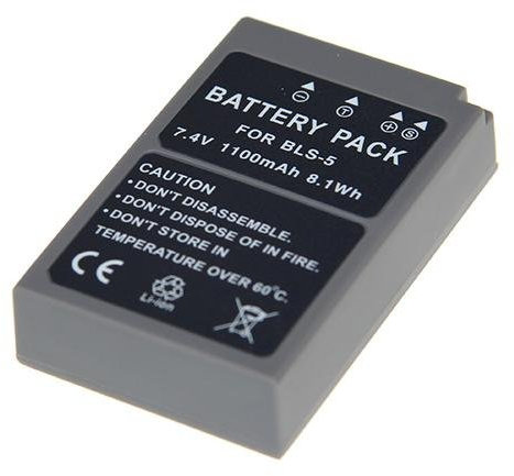 Premium Ersatzakku für die Olympus Pen E-PL8 / PL8 - Akku für Olympus BLS-5 / BLS-50 (Starke 1100mAh) inkl. PATONA Displaypad