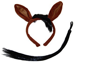 GIZZY® Adults, Childrens Fancy Dress Horse Brown Ears on Head band & Tail Set