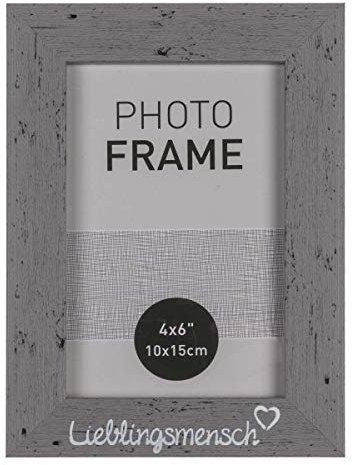 Objektkult Bilderrahmen mit Schriftzug Lieblingsmensch im Shabby-Look, grau, zum Hinstellen und Aufhängen. Außenmaße (H x B): 19,3 x 14,3 cm, für Bilder 10 x 15 cm, aus robustem Kunststoff