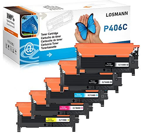 LOSMANN 5X Toner Kompatibel für Samsung CLT-406S CLP-360 / CLT-K406S CLT-C406S CLT-M406S CLT-Y406S für Samsung CLX-3300 CLX-3302 CLX-3303 CLX-3303FW CLX-3304 CLX-3305 CLX-3305FN CLX-3305FW CLX-3305W