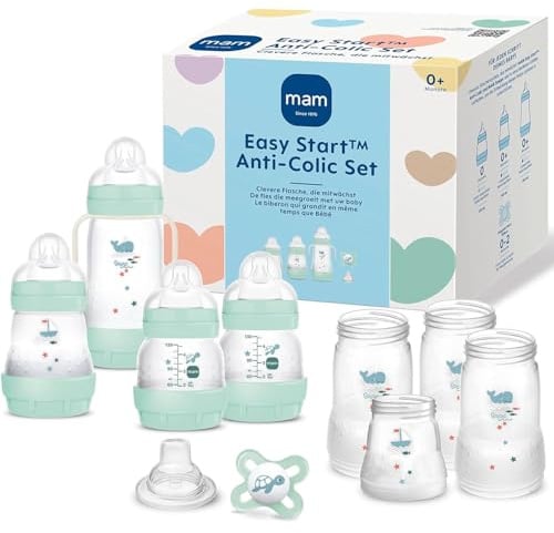 MAM Easy Start kit de démarrage 0+, unique d’autostérilisation anti-coliques, blue-beige