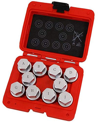 Neilsen CT4768 10 pieces Wheel Locking Nut Key Master set