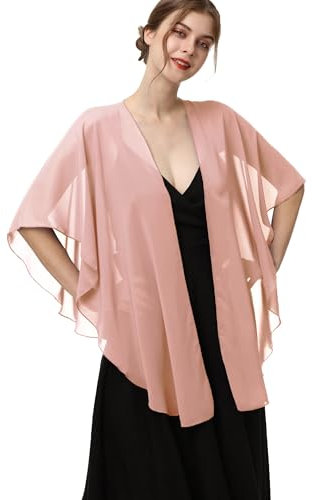 Hotshawl Châle en mousseline de soie pour femme, transparent - Pour fête, mariage, soirée, rose poudré, taille unique