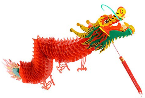 SOIMISS 1. 5M 3D Nouvel an Chinois Dragon Guirlande Lanterne Rouge Décoration Fu Festival du Printemps Chinois Décor À La Maison Bonne Chance Pendentif Suspendu 2021 Chinois Oeuf