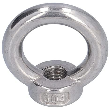 Fafeicy 10 Stück Ringmutter, Edelstahl-Hubmutter, Schwerlast-Ringschrauben für Marine, Maschinenbaukrane, Metallurgie, Eisenbahnverladung(M6), Nuss
