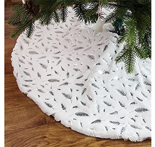 TROYSINC Plüsch Weihnachtsdecke, Weiß Weihnachtenbaum Rock, Christbaumständer, Christbaumdecke, Weihnachtsbaumständer, Baumdecke, Weihnachtsschmuck (Silber,Durchmesser 90 cm)