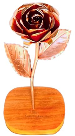 Camellia Bees Copper Rose, Anniversary Flower Gift for 7th Wedding Anniversary, Handmade Gift for Couple