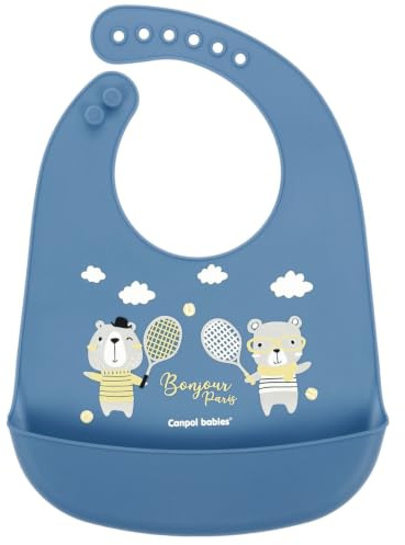 Canpol babies Babylätzchen Bonjour Paris aus Silikon (Blau)