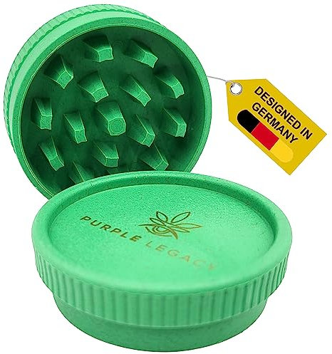 PURPLE LEGACY® Premium Eco Bio Grinder Ø 5,5 cm Macinaspezie Maneggevole e pratico macinapolline in fibre vegetali Erbe Spezie Accessori Grande macinino in 2 pezzi Molto leggero Spezie Erbe Grinder