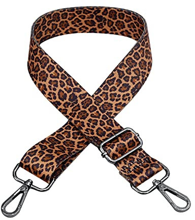 Verstellbarer 3.8cm Schultergurt,Leopard Breiter Taschengurt Schulterriemen Tragegurt Tasche Handtasche Trageriemen Längenr Gurt Verstellbar Mit Grau Karabiner Für Damen Mädchen,DIY Zubehör für Tasche