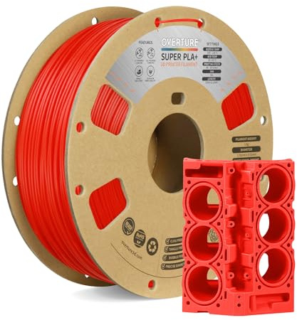 OVERTURE Super PLA+ Filament 1.75mm, Toughness Enhanced PLA Plus, Professional Toughness 3D Printer Filament 1kg (2.2lbs), High Precision +/- 0.02mm(Red)