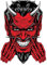 sticker devil rouge doigt levé tete de diable rouge 13 x 8 cm autocollant
