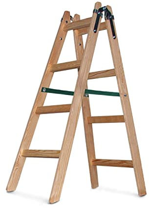 Multifunktion Trittleiter Stehleiter 2 x 4 Stufen zweiseitige Holzleiter