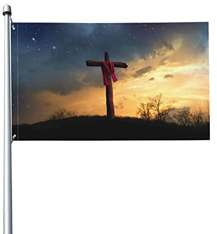 942 Bannerfahnen Christentum Kreuz Jesus Fahne Verblassen Beständig Außenbanner Durable Saison Flagge, Für Veranda, Garten, 90X150Cm