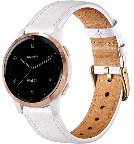 Issinlky echtes Lederarmband kompatibel Garmin Venu 2S/Venu 3S,Vivoactive 4S,Garmin Vivoactive 3S,18mm Armband für Fossil Women's Gen 5E 42 mm, Gen 6 42 mm, Fossile Q Venture Gen 3/Gen 4
