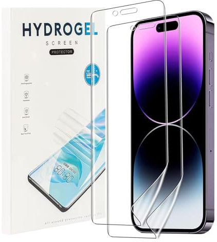 NUCNOK 2 Stück Schutzfolie für iPhone 15 Pro,Weiche Flexibilität Hydrogel Folie mit Positionierhilfe,Fingerabdruck-ID Unterstützen,Kratzfest Keine Blasen
