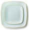 Decor Decorline - Set Piatti Quadrati Plastica Rigida Riutilizzabili da 32 pezzi/per 16 persone - Turchese con Bordo Oro - Piatti dessert & pranzo - 2 misure (16 x 25 cm, 16 x 18 cm) - Classic