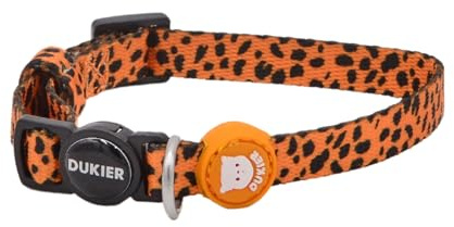 DUKIER - Katzenhalsband, verstellbar und verstellbar, Robustes Haustierzubehör mit Sicherheitsverschluss, Cheetah Gold-Design, Einheitsgröße (17 – 29 cm)