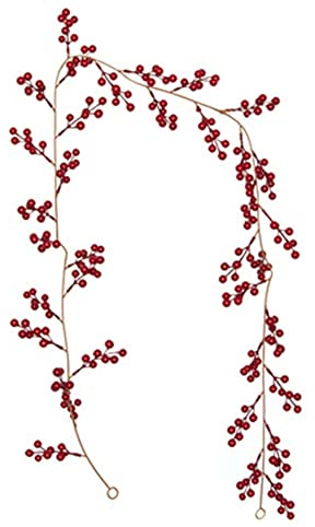 Ervic Rote Beerengirlande für Weihnachten, künstliche Beeren, rote Beeren, Bordeaux, für Innen- und Außendekoration