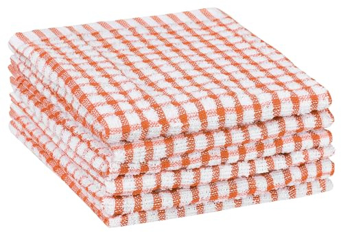 Uxcell Checked Plaid Washable Kitchen Tea Dish Cloth Towels | Wiping tabletops, cleaning utensils. Excellent water absorption. Durable material. Orange
