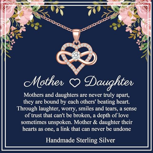 Rankeef Sterling Silver Infinity Necklace - Mum & Daughter Christmas & Mother's Day Gift