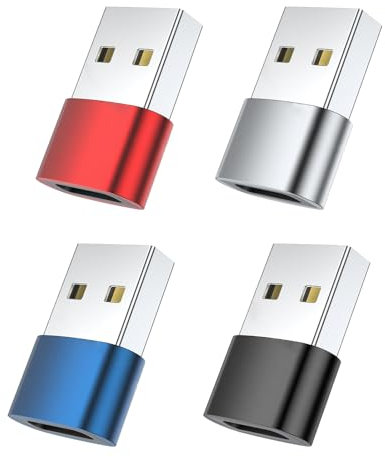 FEXPDL USB to USB C Adapter (4 pack) USB A to USB C Adapter, USB C Female to USB Male Adapter Compatible with iPhone 12 13 14 15 Max Pro, Galaxy S23 S22 A34, Apple iWatch 8 7, MacBook, Airpods, iPad