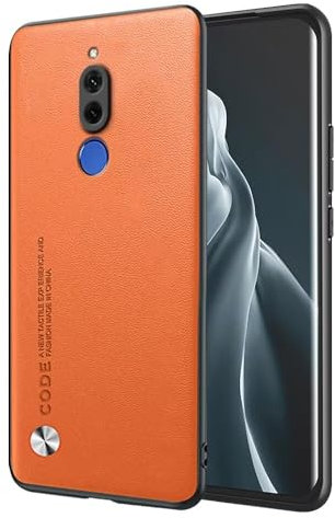 EASSGU Custodia per HUAWEI Mate10 Lite (5.9 Inches), Cover per Telefono in Stile Business con Retro in PU Pelle - Arancia