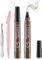 TaimeiMao 2 Stück Wasserfester Augenbrauenstift, Flüssiger Brauenstift, Microblading mit Vier Gabelspitzen, Wischfest, Langanhaltend, Dunkelbraun